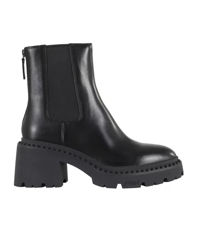Ash Round-toed Ankle Boots In Black