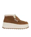 Ash Suede Ankle Boot With Shearling Lining And Platform Sole In Brown