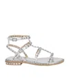 Ash Studded Flat Sandals Open Toe Ankle Strap In Animal Print
