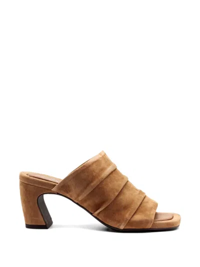 Ash Ruched Square-toe Sandals In Brown