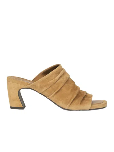 Ash Ruched Suede Slip-on Sandals With Mid-height Block Heel In Animal Print