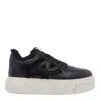 Ash Low Top Sailor Style Leather Sneakers In Black