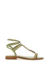 Ash Strappy Green Sandals With Gemstone Embellishments In Green