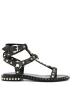 Ash Cracked Leather Studded Sandals In Beige