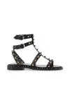 Ash Stud-embellished Leather Flat Sandals In Black