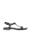 Ash Pebble Stud Embellished Ankle Strap Sandal In Black
