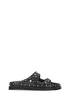 Ash Ultra Black Leather Studded Two Bar Mules