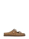 Ash Ultra Tan Leather Studded Two Bar Mules