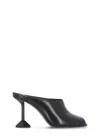 Ash Leather Sabot With Geometric Heel Design In Black