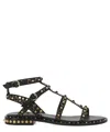 Ash Stud-embellished Leather Flat Sandals In Black