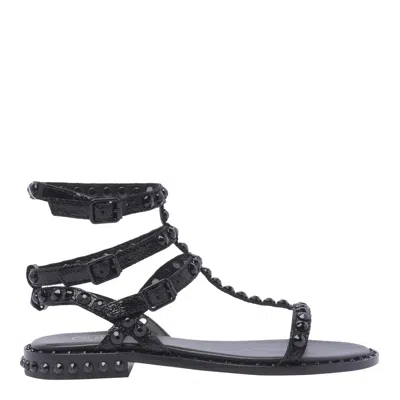 Ash Play Stud Embellished Sandals In Black