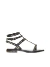 Ash Move Playa Studded Leather Sandal In Black Arielgold