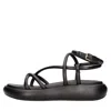 Ash Thick Flat-soled Sandals In Nero Scuri