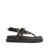 Ash Uteca Stud-embellished Leather Sandals In Black/gold