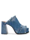 ASH ASH DENIM FABRIC MULES WITH WIDE HEEL