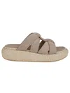 Ash High Suede And Raffia Slipper In Brown
