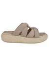 Ash High Suede And Raffia Slipper In Brown