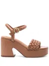 Ash Braided Strap Chunky Heel Platform Sandals In Brown