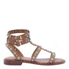 Ash Passion Stud Embellished Sandals In Cinnamon/ariel Gold