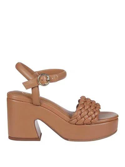 Ash Braided Strap Chunky Heel Platform Sandals In Brown
