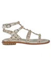 Ash Stud-embellished Leather Sandals In White