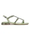 Ash Saphir Model Sandal In Green Leather In Green