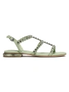 Ash Saphir Model Sandal In Green Leather In Green