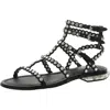 Ash Sa Womens Leather Rhinestone Strappy Sandals In Black