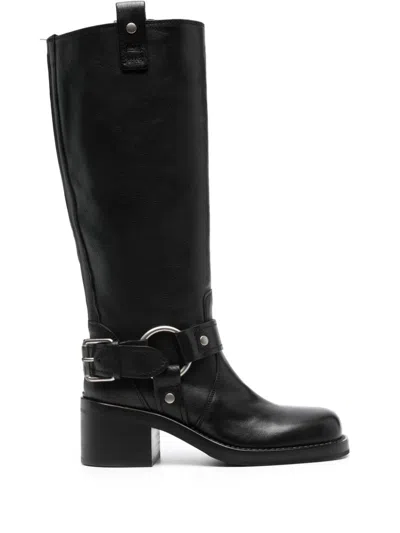 Ash Scorpio 60mm Leather Boots In Black