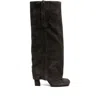 Ash Square-toe Side-zip Suede Boots In Black