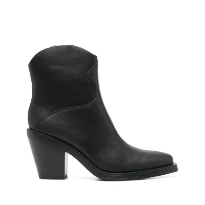 Ash Thick Heeled Short Boots In Black