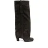 Ash Square-toe Side-zip Suede Boots In Brown