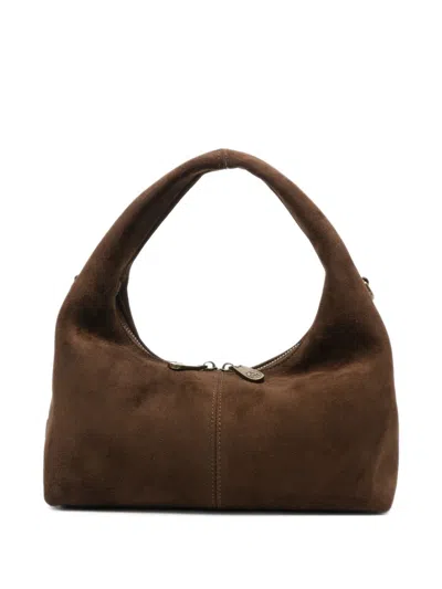Ash Shoulder Bag "hazel" In Hazelnut Suede In Blue