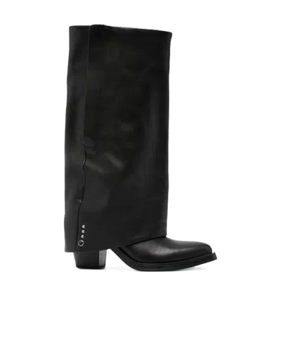 Ash Side Zip Boots In Black