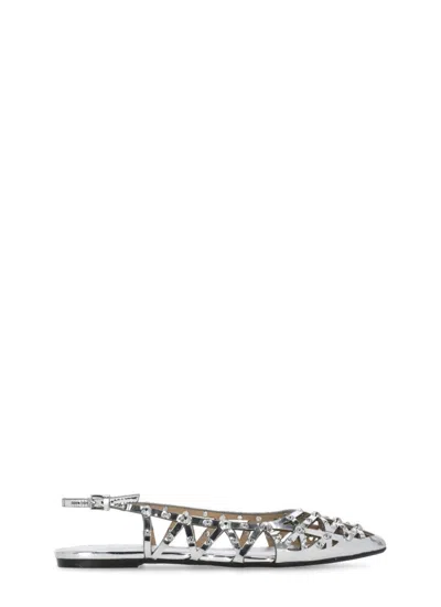 Ash Silver Leather Slingbacks In Metallic