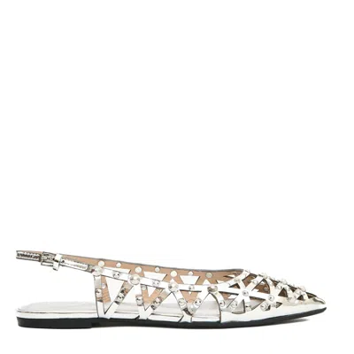 ASH ASH SILVER LEATHER SLINGBACKS