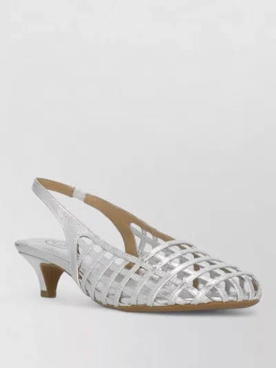 Ash Slingback Leather Sandals Cutout Kitten Heel In Gray