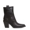 Ash Smooth Black Leather Ankle Boots With Decorative Stitching In Black