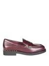 Ash Soft And Shiny Leather Moccasin In Burgundy