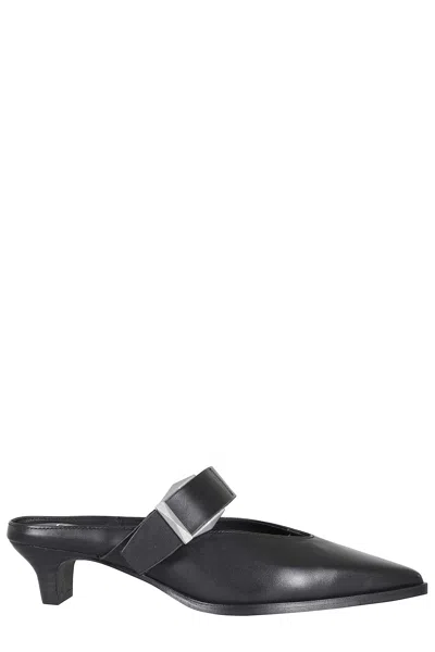 Ash Tessa Buckle-strap Pointed-toe Mules In Black