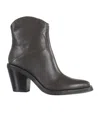 Ash Brown Leather Ankle Boots In Gray