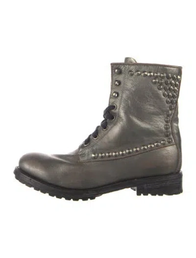 Pre-owned Ash Spike Accents Leather Combat Boots In Black