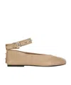 Ash Studded Ankle-strap Flat Pumps In Brown