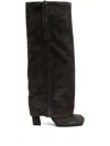 Ash Square-toe Side-zip Suede Boots In Brown