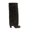 Ash Square-toe Side-zip Suede Boots In Black