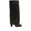Ash Square-toe Side-zip Suede Boots In Brown