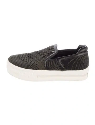 Pre-owned Ash Striped Leather Trim Embellishment Sneakers In Green