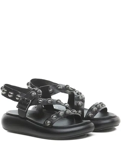Ash Stud-embellishe Flat Sandals In Black