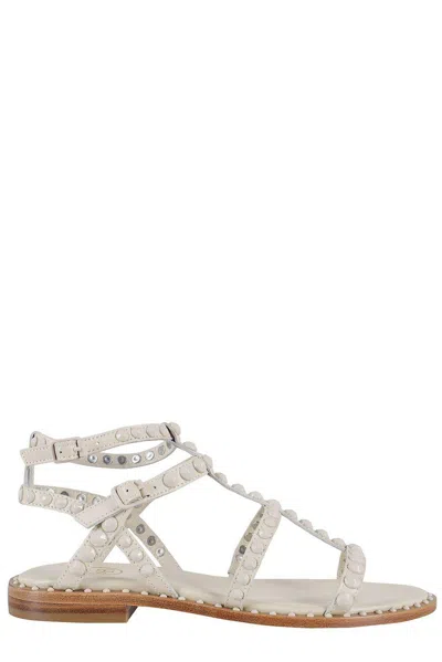 Ash Stud Embellished Open Toe Sandals In White