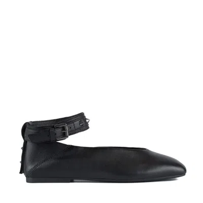 Ash Studded Ballerina In Black Leather